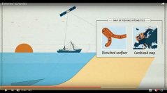 Figure 2. Screenshot of animation 1, showing how impact maps are made, based on the fishing gear and VMS data. Figure 2. Screenshot of animation 1, showing how impact maps are made, based on the fishing gear and VMS data.